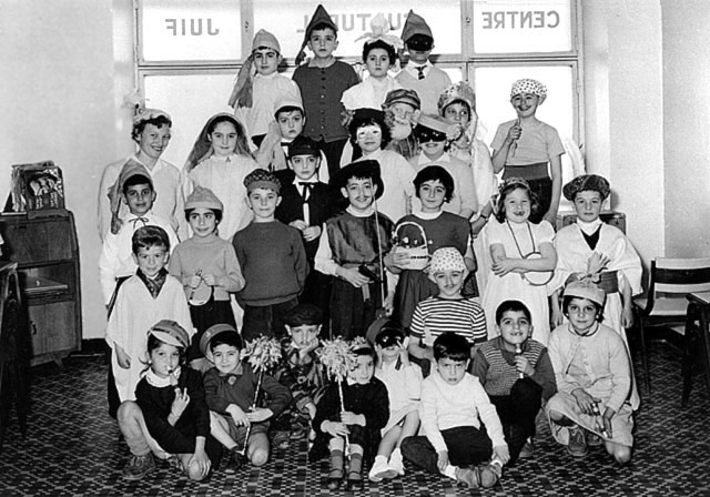 Children in Purim costumes at the Jewish Community Center, Algiers, Algeria 1956